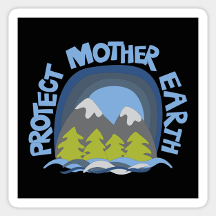 Protect Mother Earth Illustrated Mountain Climate Change Ambassador Sticker